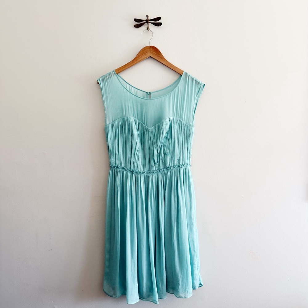 Boden NWT Turquoise Accordion Pleat Chiffon Eva Summer Dress size 6 small